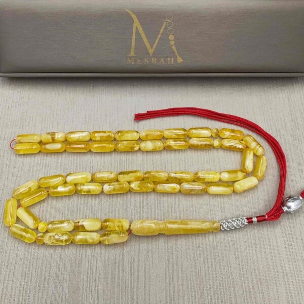 Natural Amber Mesbah Khalidi Logo Silver