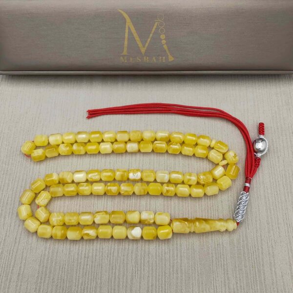 Natural Amber Mesbah From Najitus Khalidi Logo Silver