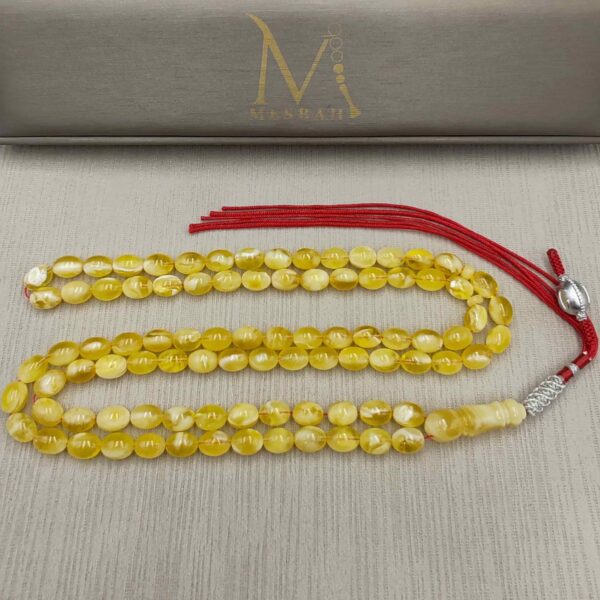 Natural Amber Mesbah Khalidi Logo Silver